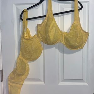 Two Cacique Yellow Lace Underwire Bra